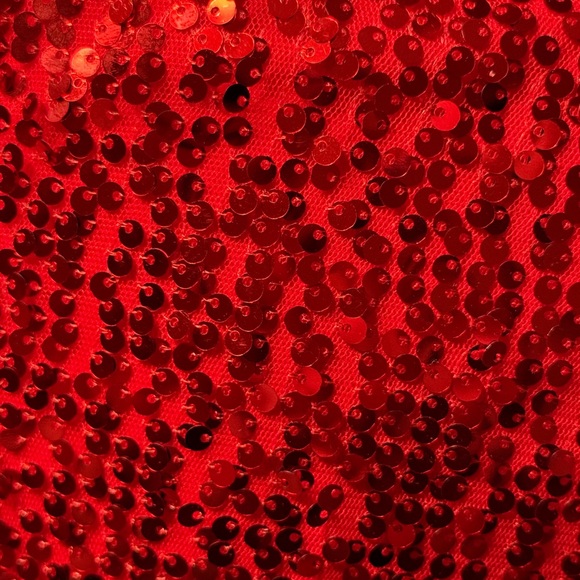 NWT Vine & Love Red Sequin Puff Sleeve Top Blouse Size Large - Picture 4 of 5